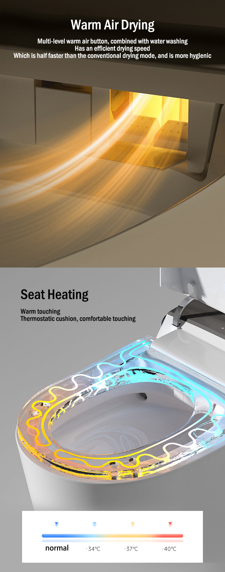 Floor-Standing Smart Bidet Shower Toilet Curvilinear (F8023W-S) Standard