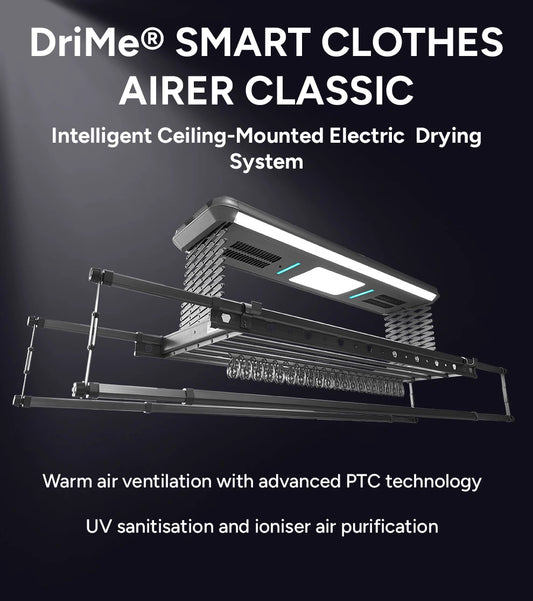 DriMe® Classic – Heated Smart Ceiling Clothes Airer | UV Sanitising | Energy Efficient