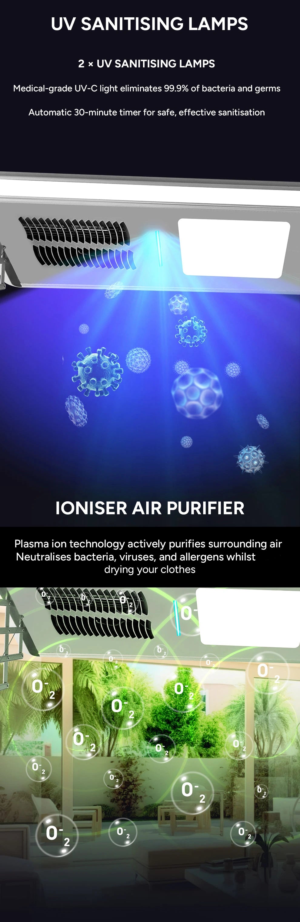 DriMe® Classic – Heated Smart Ceiling Clothes Airer | UV Sanitising | Energy Efficient