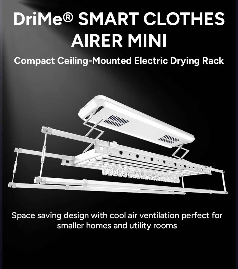 DriMe® Mini – Compact Smart Ceiling-Mounted Clothes Airer | Space-Saving Laundry Solution