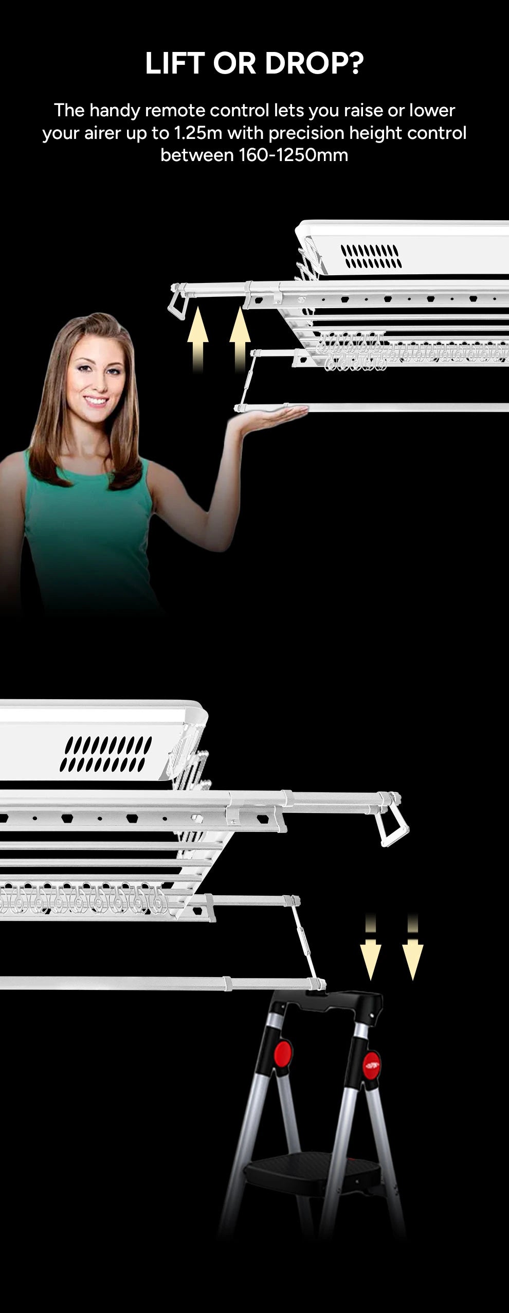 DriMe® Mini – Compact Smart Ceiling-Mounted Clothes Airer | Space-Saving Laundry Solution