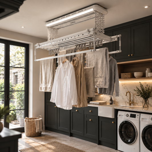 DriMe® Elite Voice Controlled Ceiling Clothes Airer | Luxury Eco Dryer