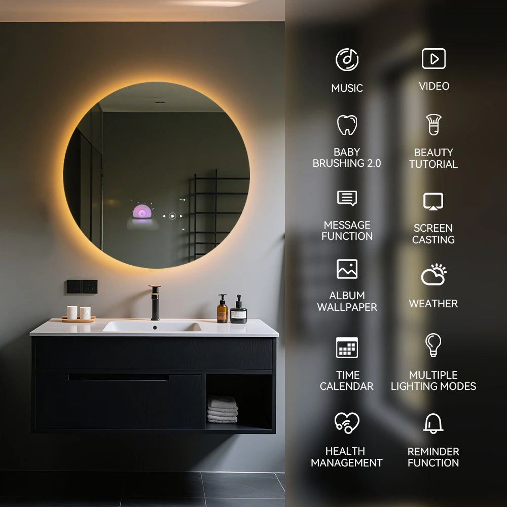 LuxeVision® Smart Bathroom Mirror (Round)
