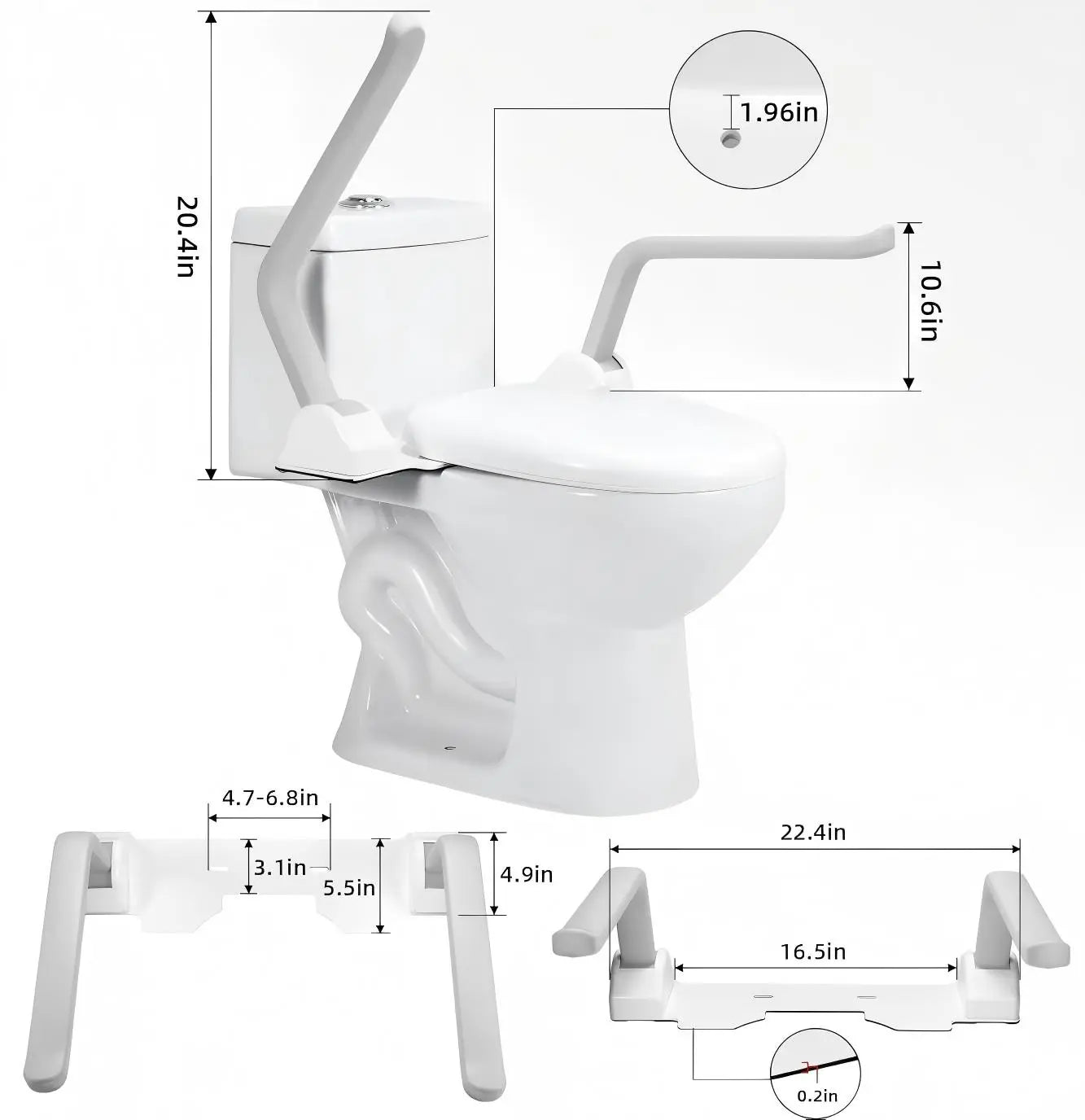 LuxFresh® WC Safety Rails - Ergonomic Toilet Support Arms for Elderly & Mobility Support